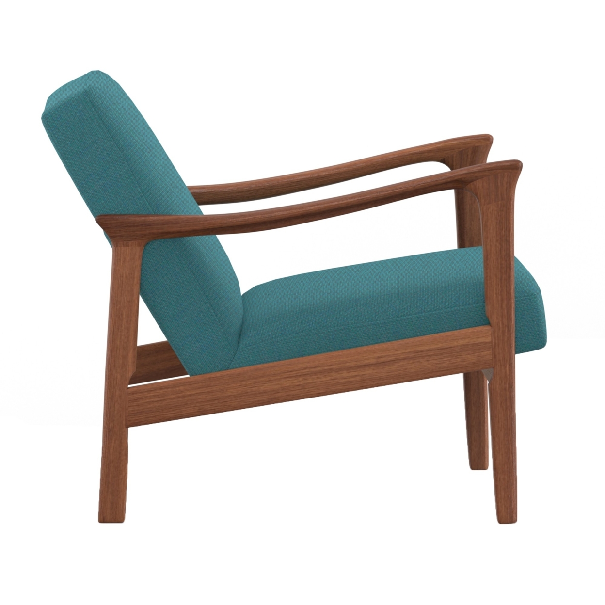 34 Inch Fabric Padded Accent Lounge Chair, Rubberwood, Teal Blue, Brown- Saltoro Sherpi
