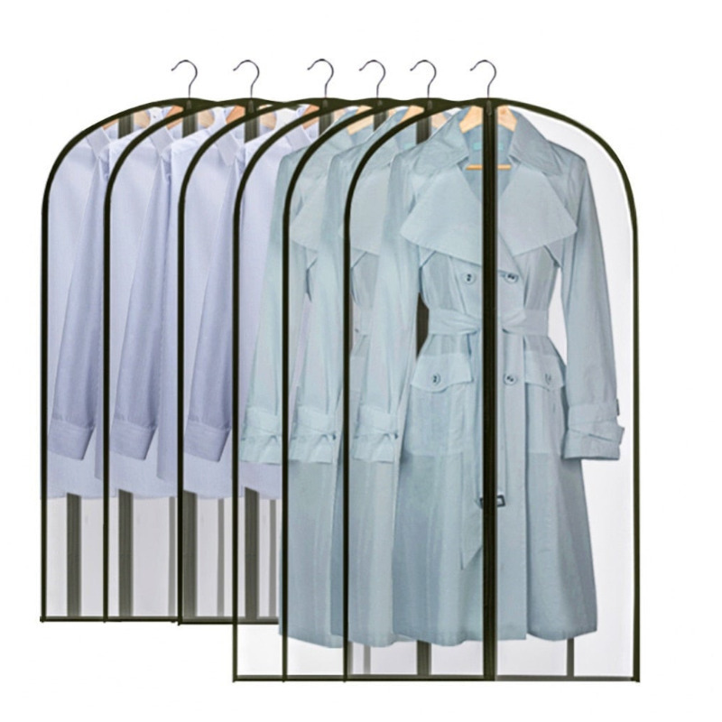 Garment Pouch Case Organizer Dress Clothes Suit Coat Dust Cover Wardrobe Hanging Storage Bags - Black-6pcs
