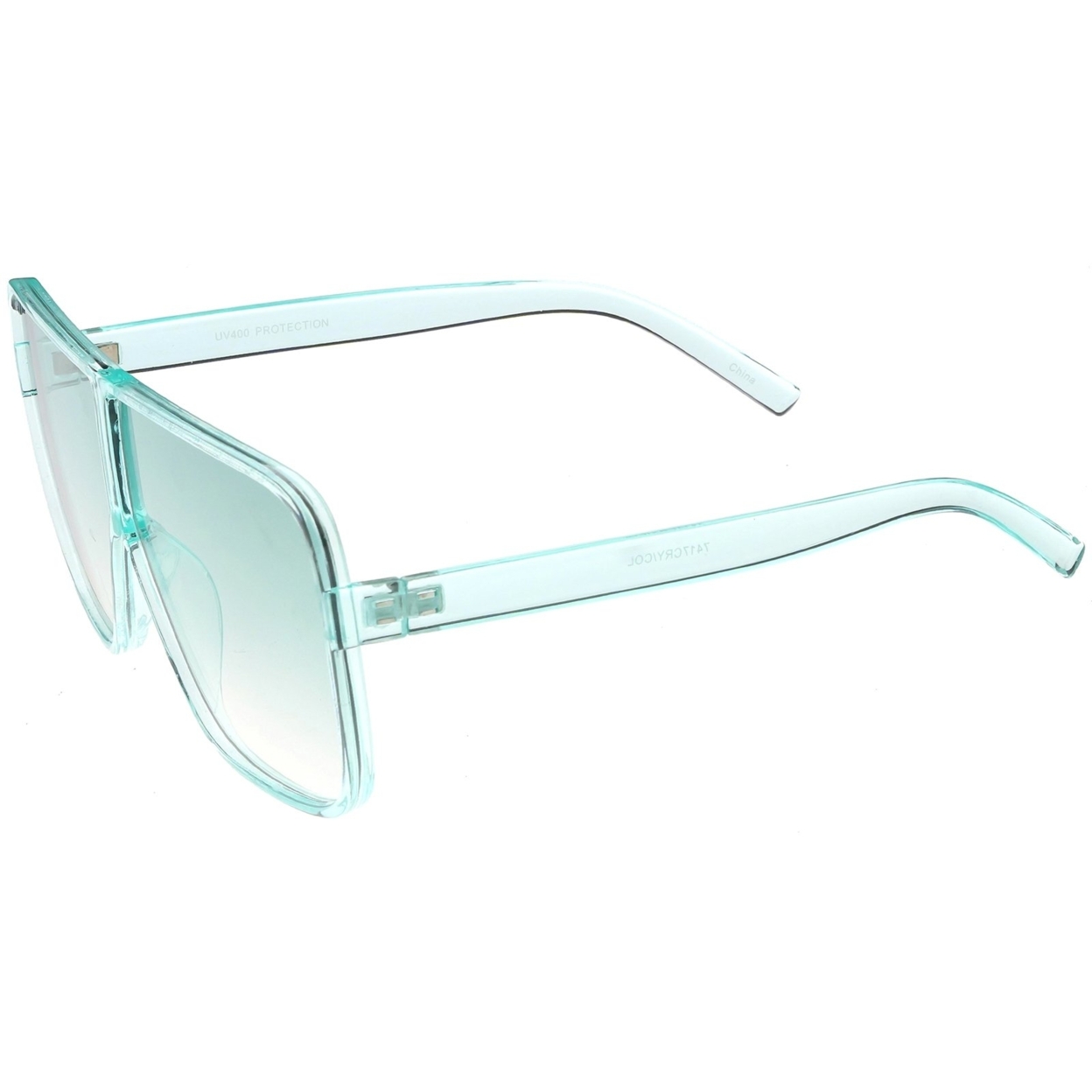 Oversize Translucent Square Sunglasses Flat Top Color Tinted Lens 69mm - Purple