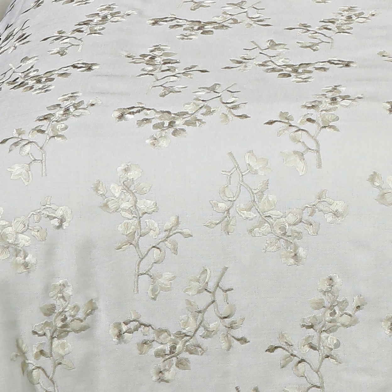Zoey 10 Piece Polyester King Comforter Set, Gold Floral Design Print, White- Saltoro Sherpi