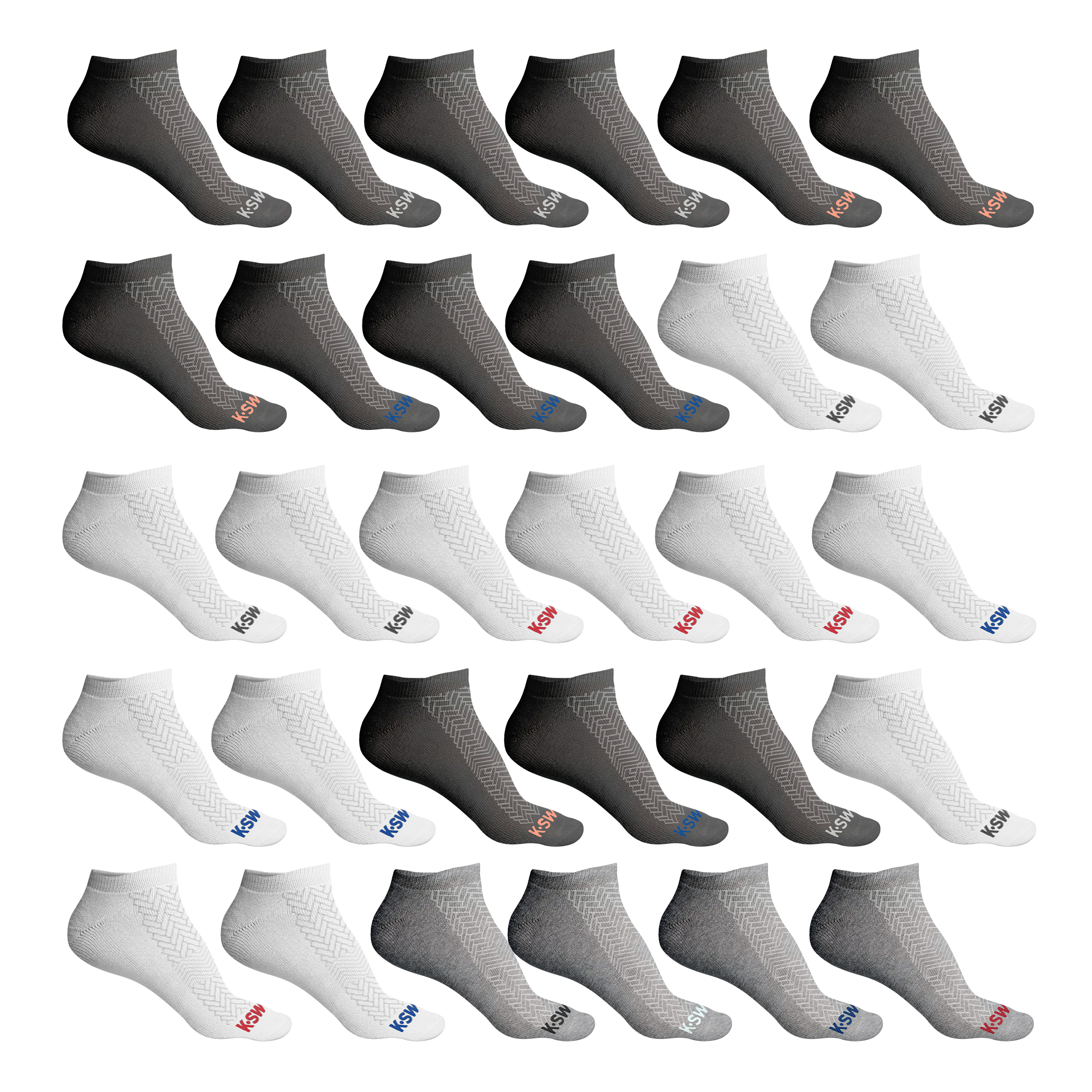 20-Pairs: Men's Athletic Comfort No Show Low Cut Ankle Socks - Style 2