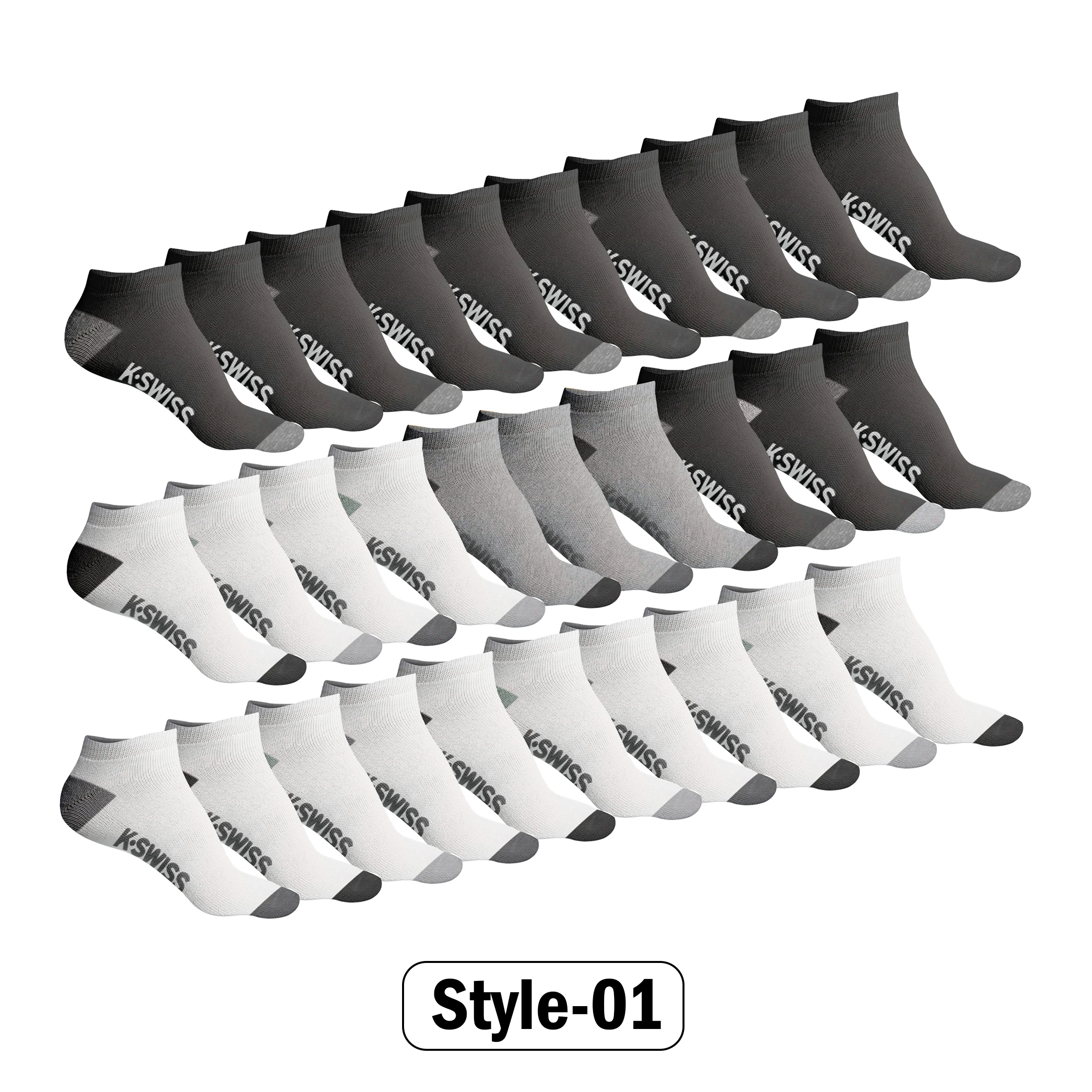 20-Pairs: Men's Athletic Comfort No Show Low Cut Ankle Socks - Style 1