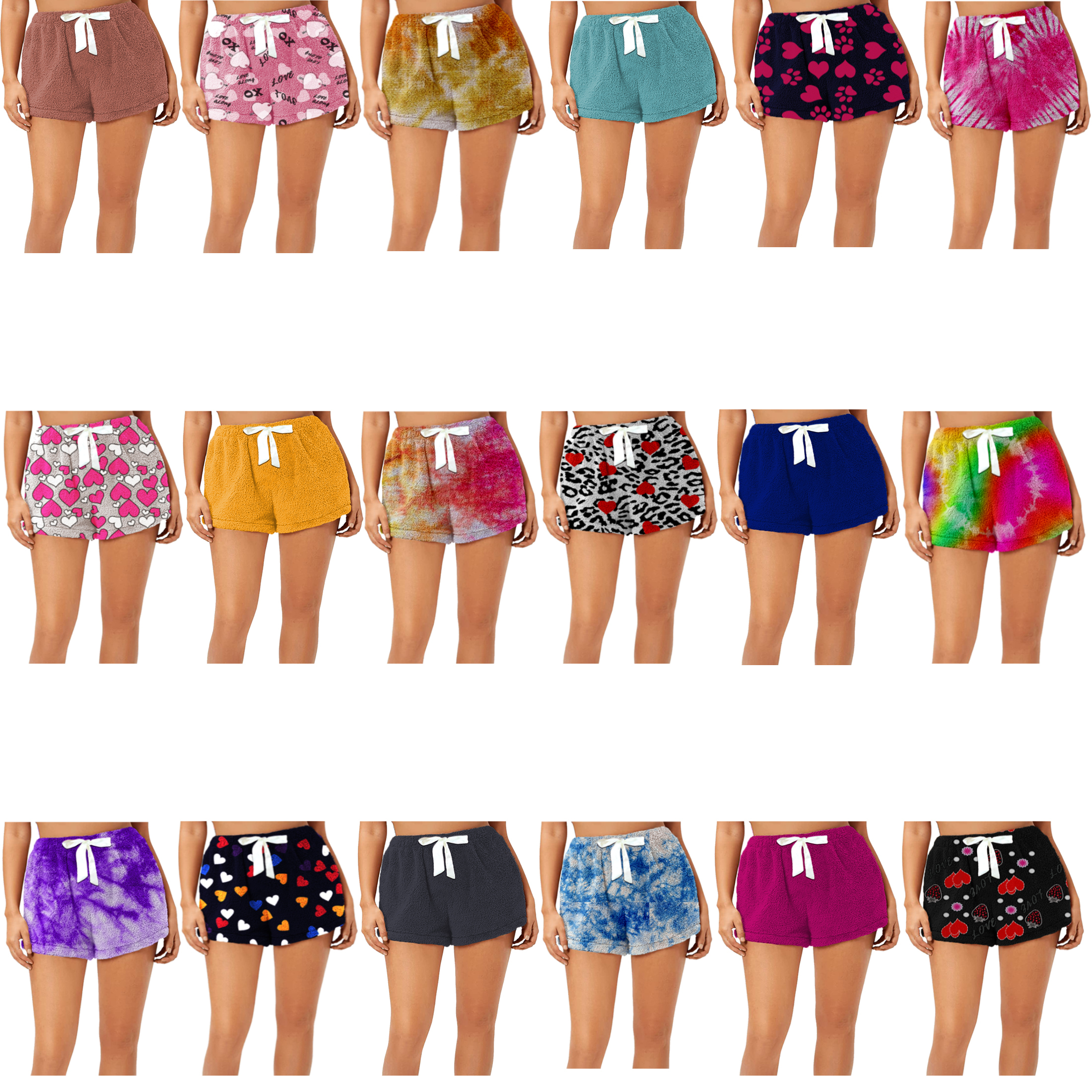 2-Pack: Women's Super Soft Micro Fleece Ultra Plush Pajama Shorts - Shapes, Small