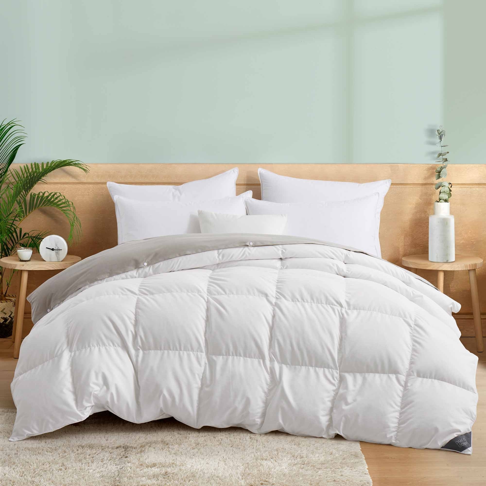 All Seasons Down Comforter With Removable Dustproof Cover - White And Gray, King