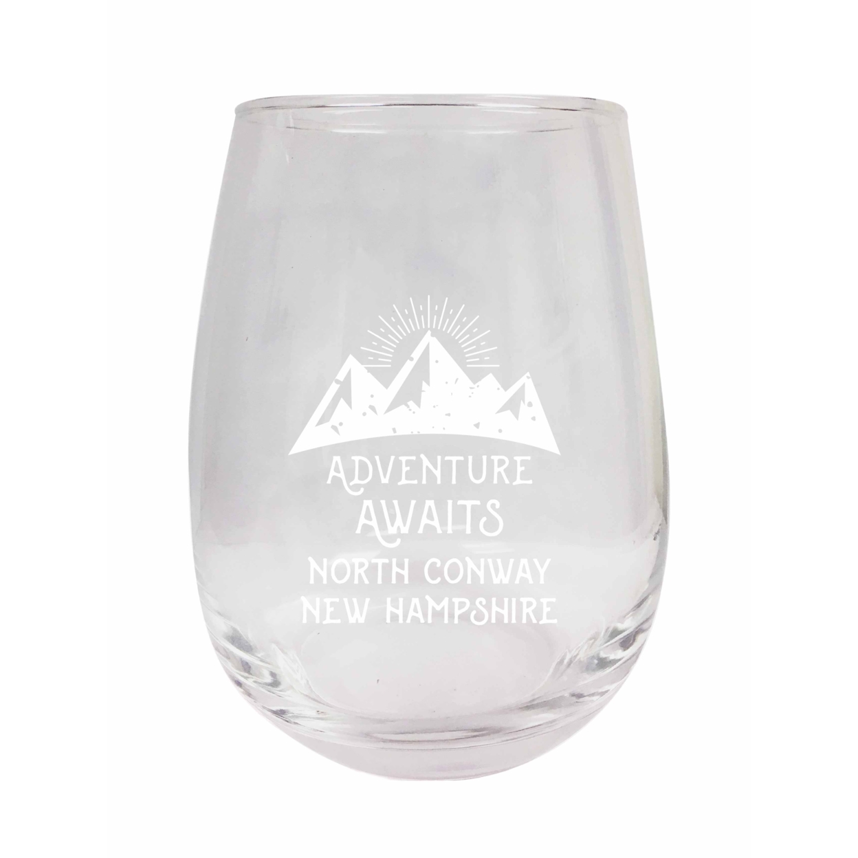 North Conway New Hampshire Engraved Stemless Wine Glass Duo