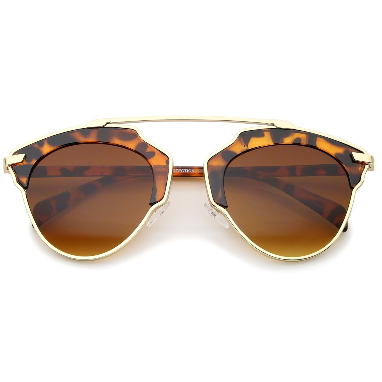 High Fashion Two-Toned Pantos Crossbar Tinted Lens Aviator Sunglasses 52mm - Black-Gold / Lavender