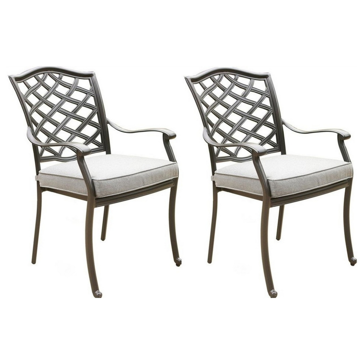 Wynn 26 Inch Modern Patio Dining Armchair With Cushion, Aluminum, Gray- Saltoro Sherpi