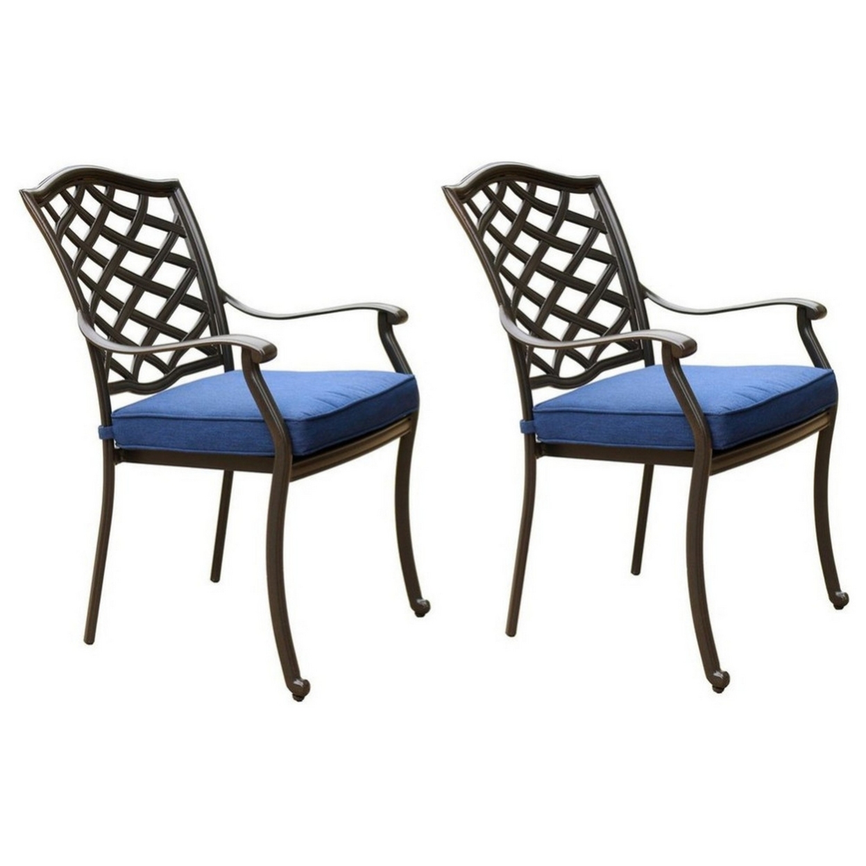 Wynn 26 Inch Outdoor Dining Chair, Olefin Fabric, Lattice Back, Espresso- Saltoro Sherpi