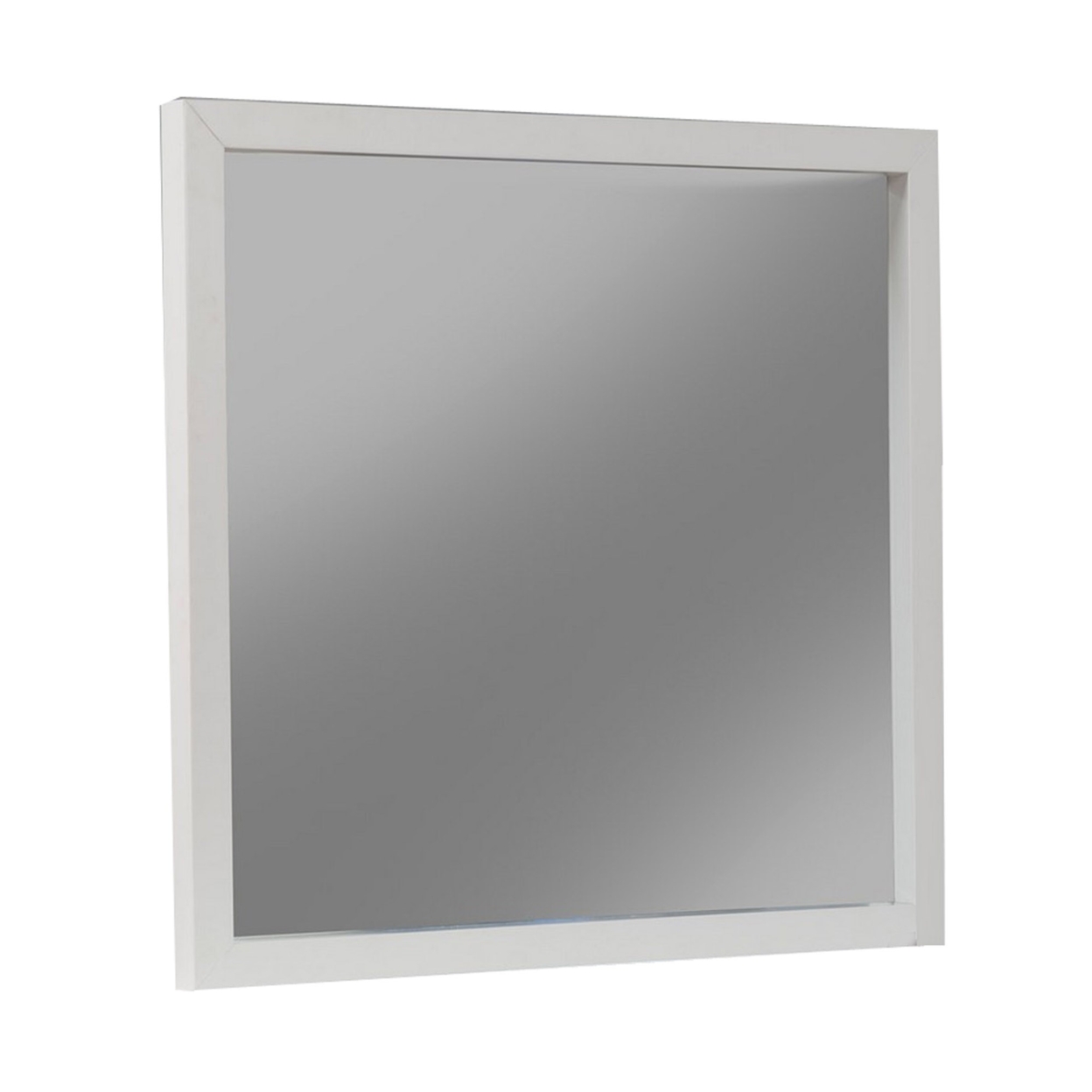 Rexi 37 X 40 Rectangular Dresser Wall Mirror, Mahogany Wood, White Frame- Saltoro Sherpi