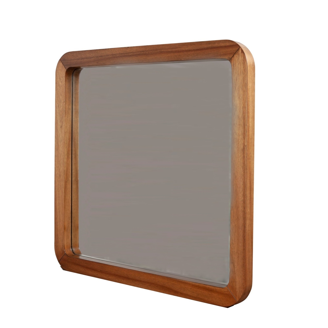 Neo 37 X 40 Rectangular Dresser Mirror, Mahogany Wood, Rich Honey Brown- Saltoro Sherpi