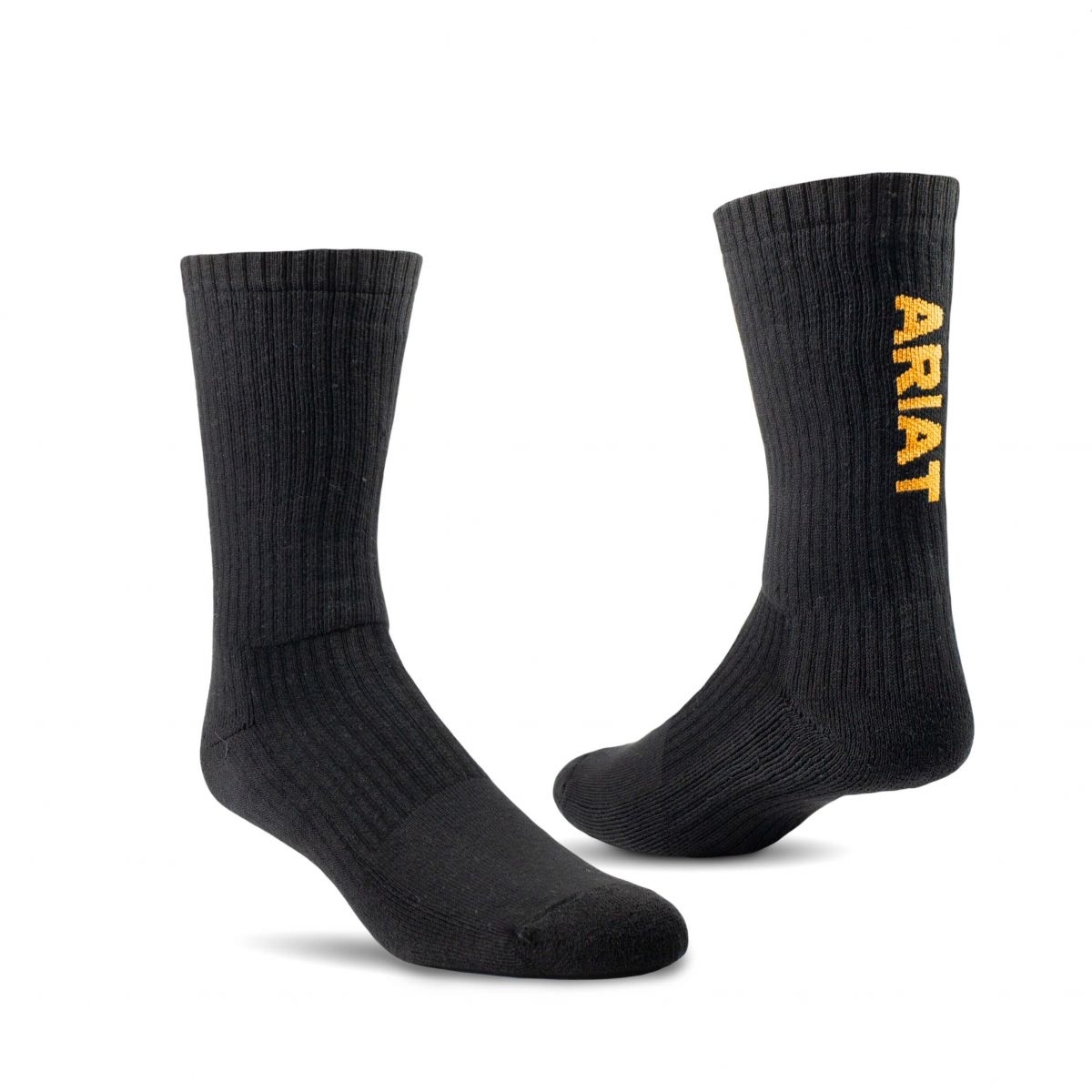 ARIAT Unisex Premium Ringspun Cotton Crew Work Socks Black 3-Pair Pack - AR2239-002 BLACK - BLACK, X-Large