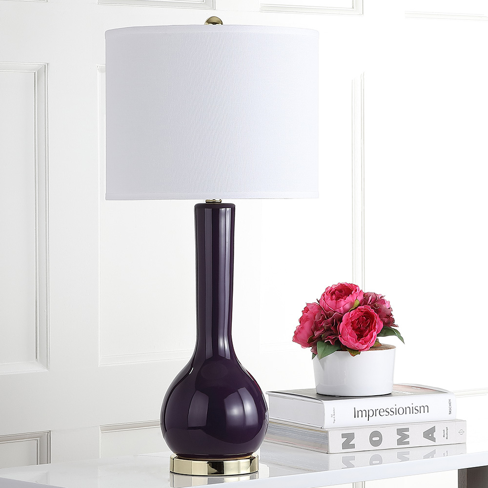 SAFAVIEH Mae Long Neck Table Lamp (Set Of 2) , Dark Purple ,