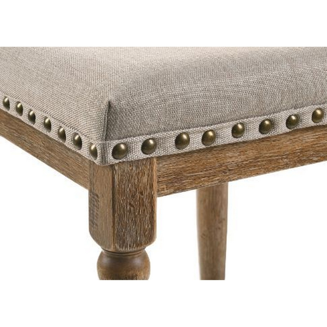 24 Inch Classic Wood Counter Height Stool, Upholstered, Set Of 2, Gray- Saltoro Sherpi