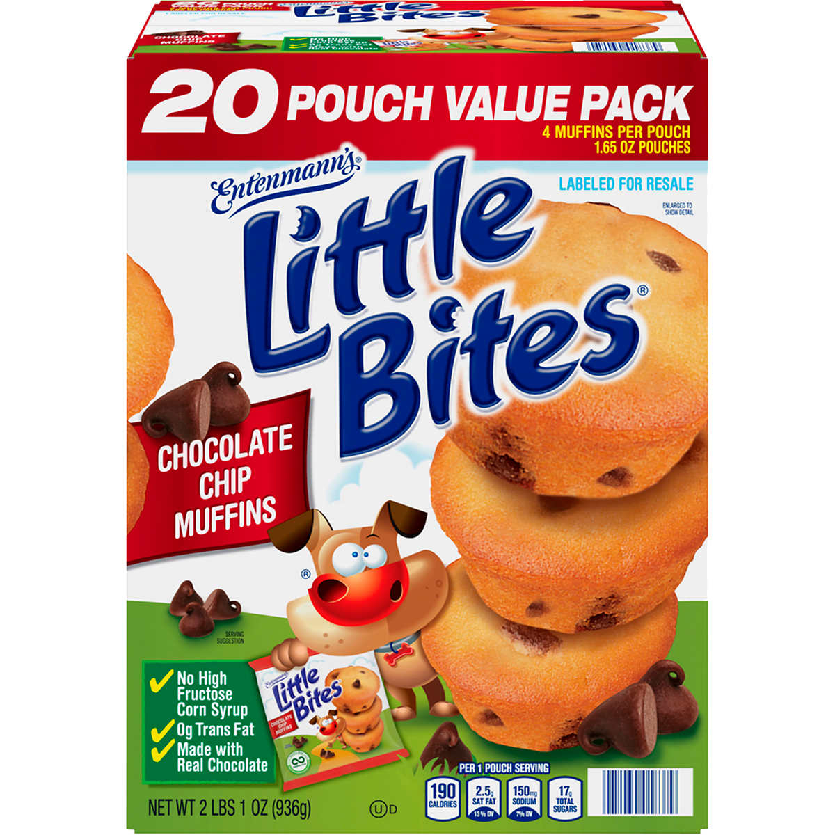 Entenmann's Little Bites Chocolate Chip Muffins, 1.65 Ounce (Pack Of 20)