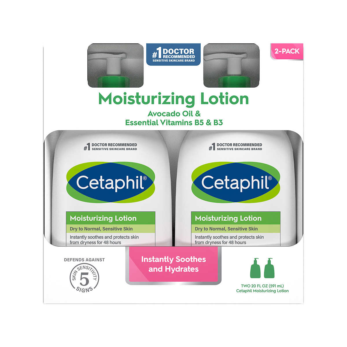 Cetaphil Moisturing Lotion, Dry To Normal Sensitive Skin, 20 Fl Oz (2 Pack)