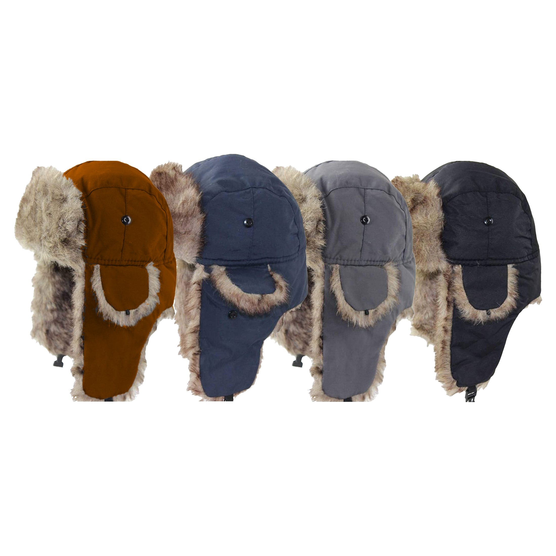 2-Pack: Men's Ushanka Winter Faux Fur Hat With Ear Flaps