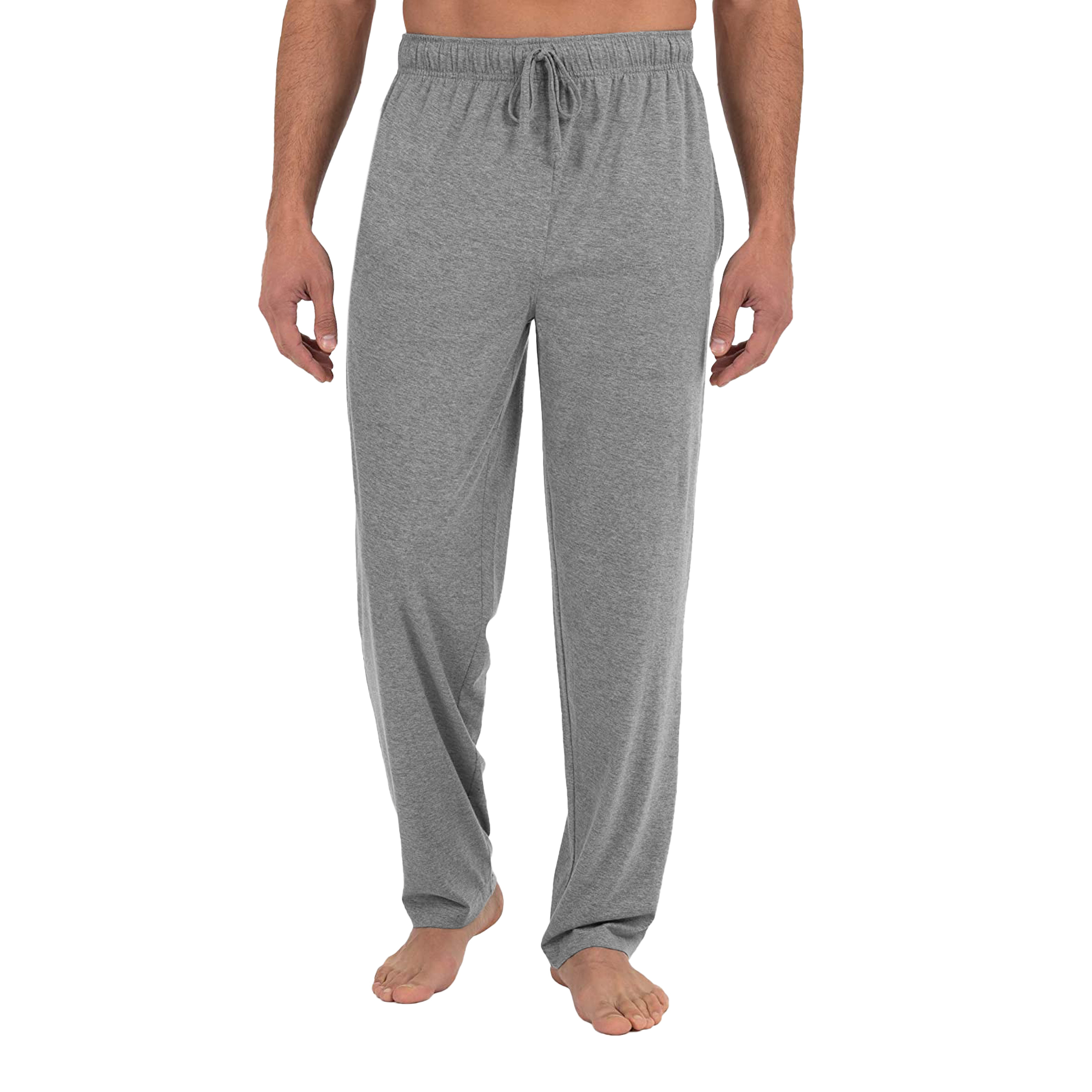 Men's Soft Jersey Knit Long Lounge Sleep Pants With Pockets - Plaid, Large