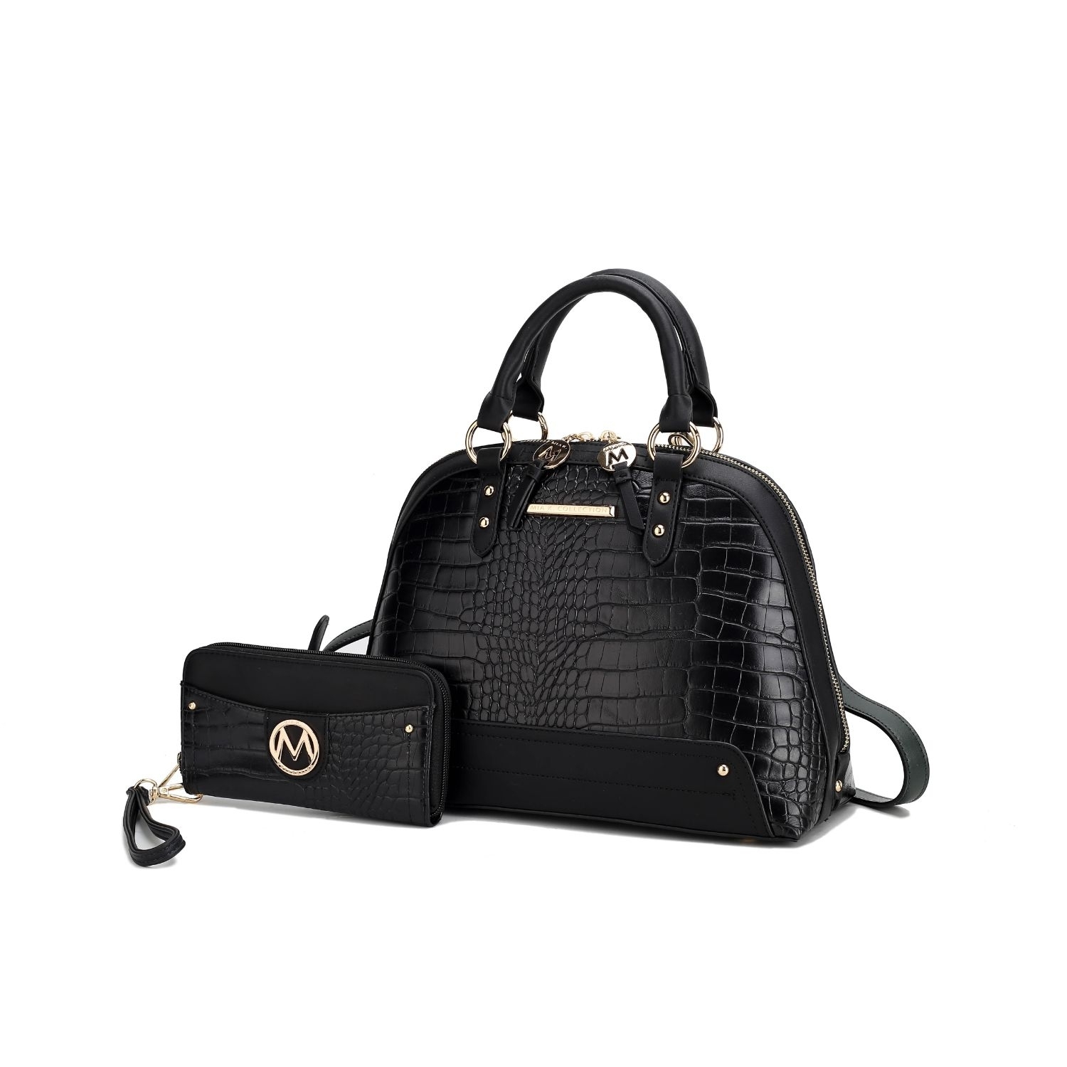 MKF Collection Nora Croco Satchel Handbag By Mia K. - Black