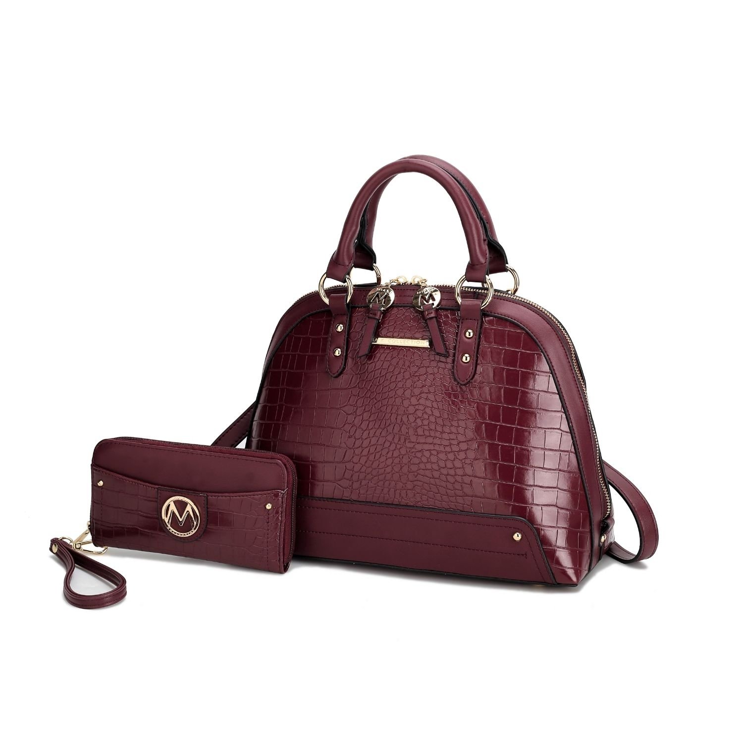 MKF Collection Nora Croco Satchel Handbag By Mia K. - Cognac