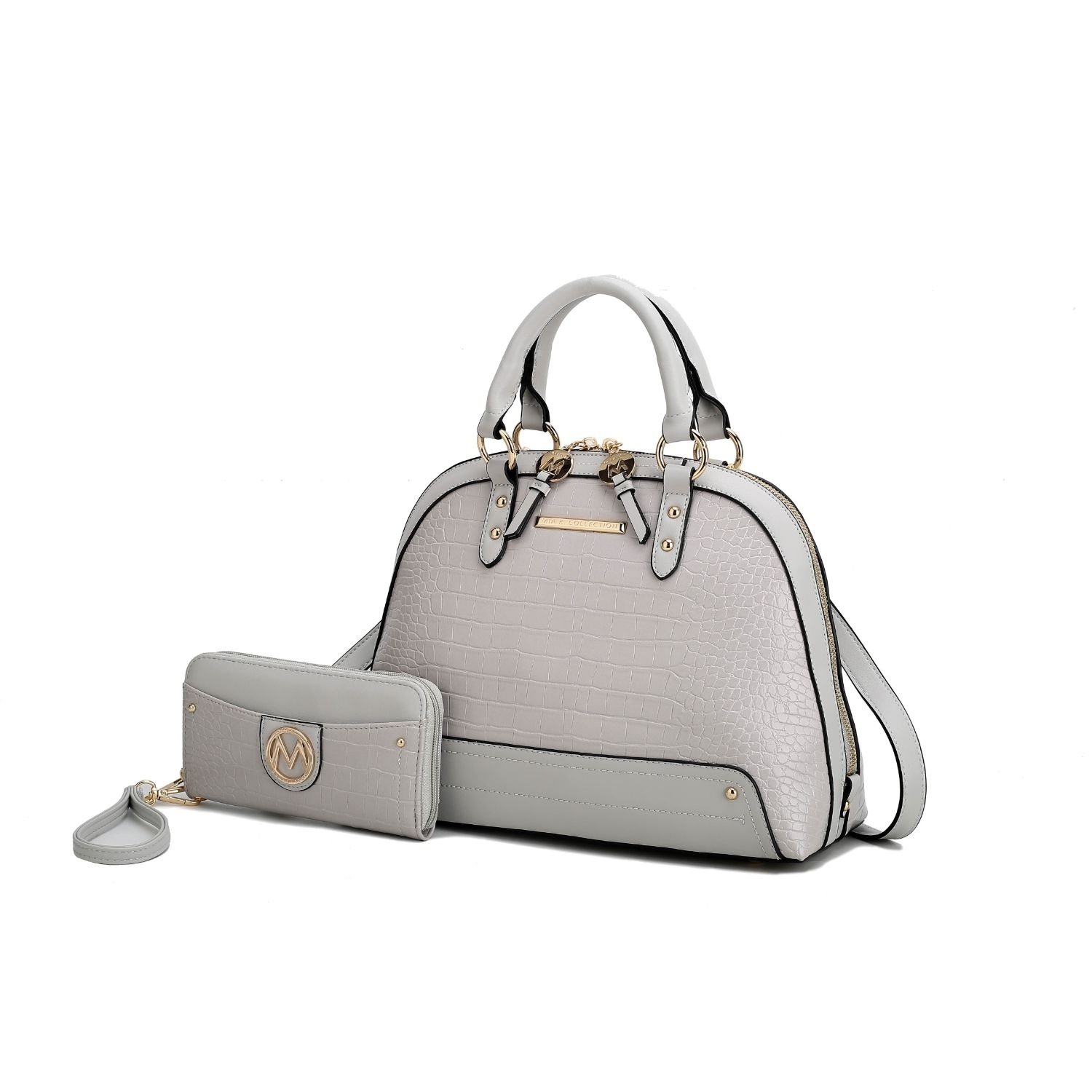 MKF Collection Nora Croco Satchel Handbag By Mia K. - Grey