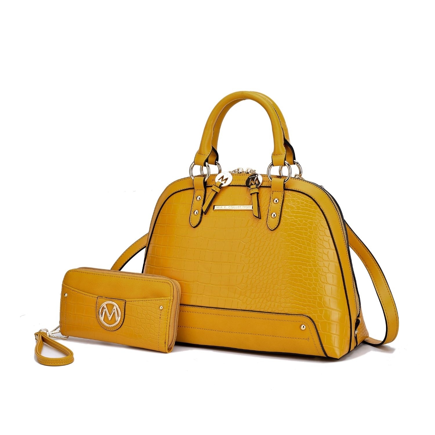 MKF Collection Nora Croco Satchel Handbag By Mia K. - Mustard