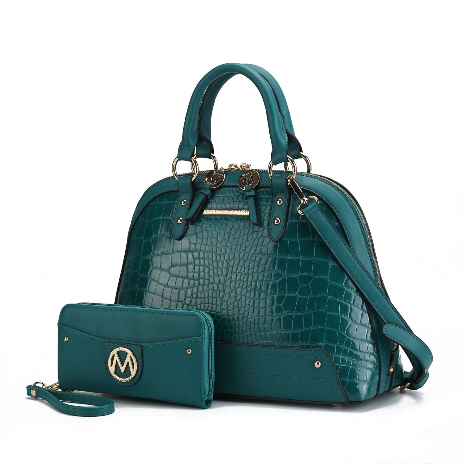 MKF Collection Nora Croco Satchel Handbag By Mia K. - Teal