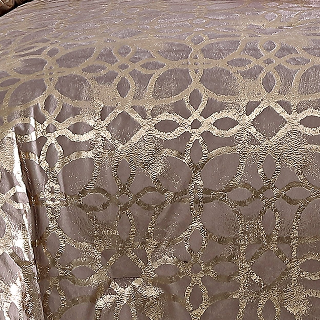Eve 10 Piece Queen Size Poly Velvet Comforter Set, Foil Pattern, Blush Pink- Saltoro Sherpi