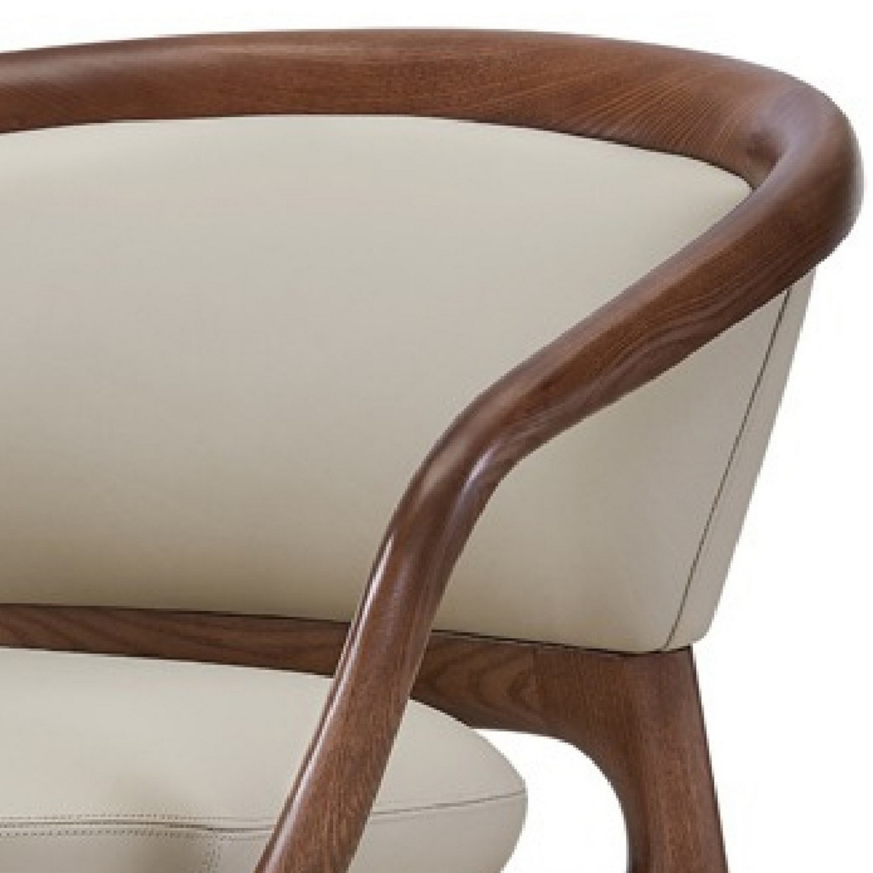 Cid 30 Inch Modern Accent Chair, Vegan Faux Leather Cushioned, Beige, Brown- Saltoro Sherpi