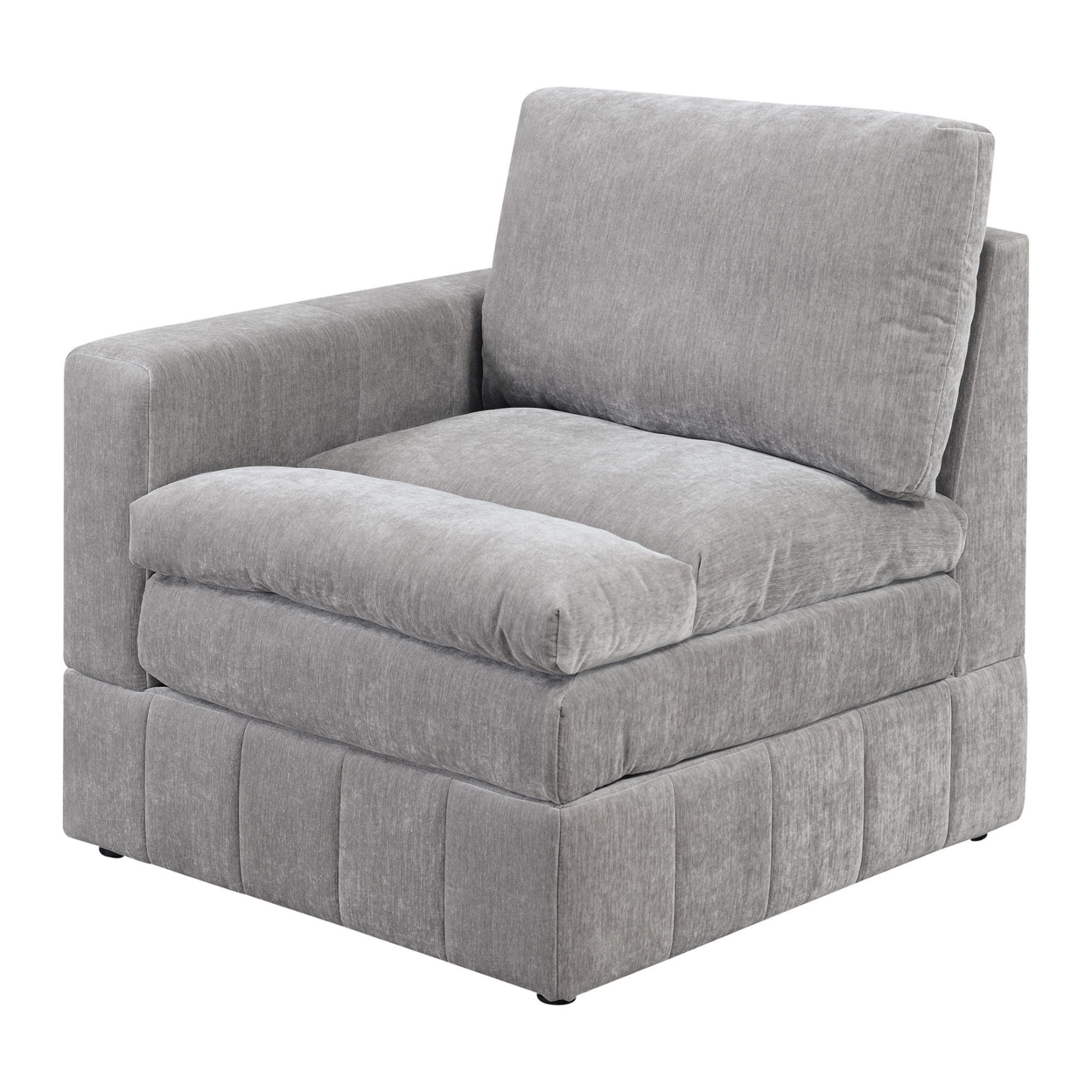 Luna 33 Inch Modular 1 Arm Corner Chair, Triple Plush Cushioned Seat, Gray- Saltoro Sherpi