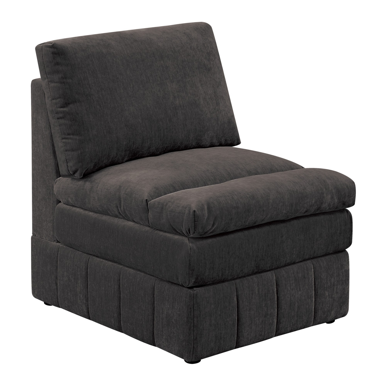 Luna 35 Inch Modular Armless Chair, 3 Layer Plush Cushion Seat, Dark Gray- Saltoro Sherpi