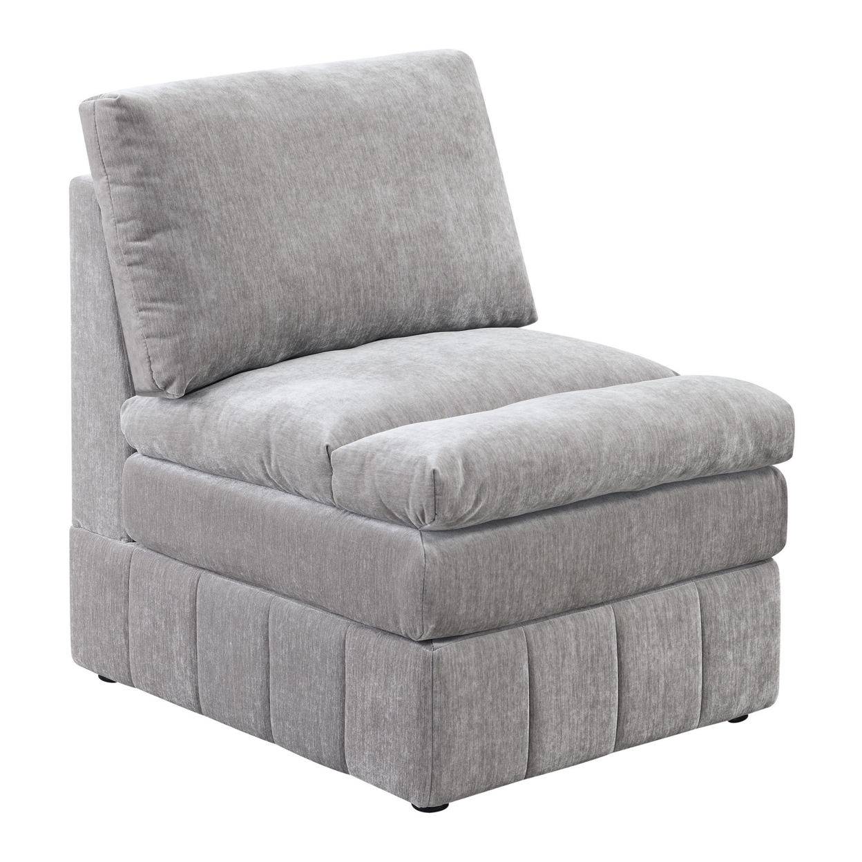 Luna 35 Inch Modular Armless Chair, Three Layer Plush Cushioned Seat, Gray- Saltoro Sherpi