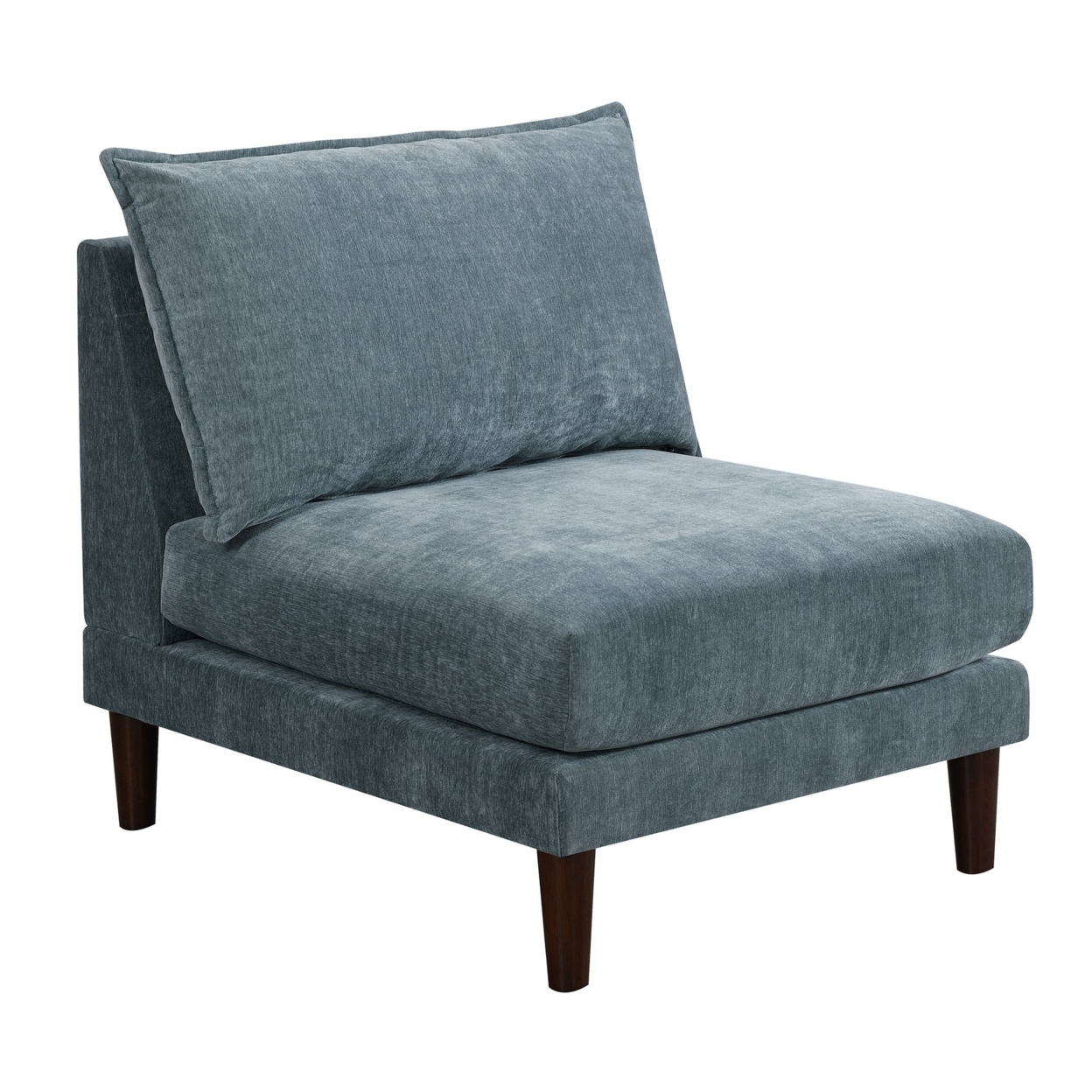 Rio 33 Inch Modular Armless Sofa Chair, Lumbar Cushion, Slate Blue Fabric- Saltoro Sherpi