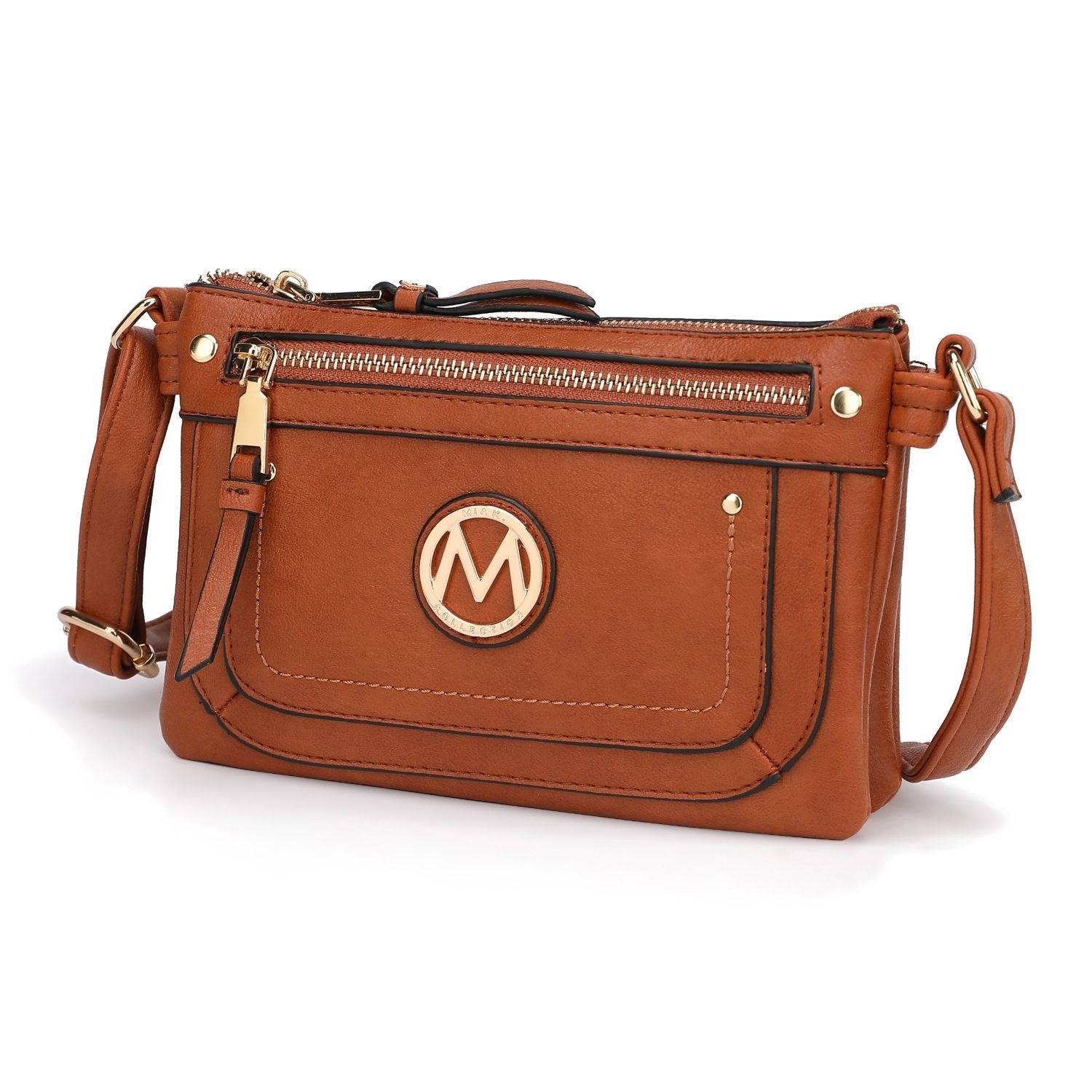 MKF Collection Elaina Crossbody Handbag By Mia K. - Cognac Brown