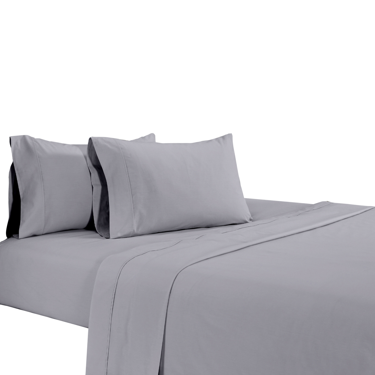 Matt 4 Piece California King Bed Sheet Set, Soft Organic Cotton, Light Gray- Saltoro Sherpi
