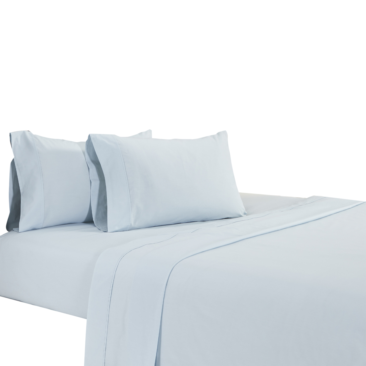 Matt 4 Piece California King Bed Sheet Set, Soft Organic Cotton, Light Blue- Saltoro Sherpi