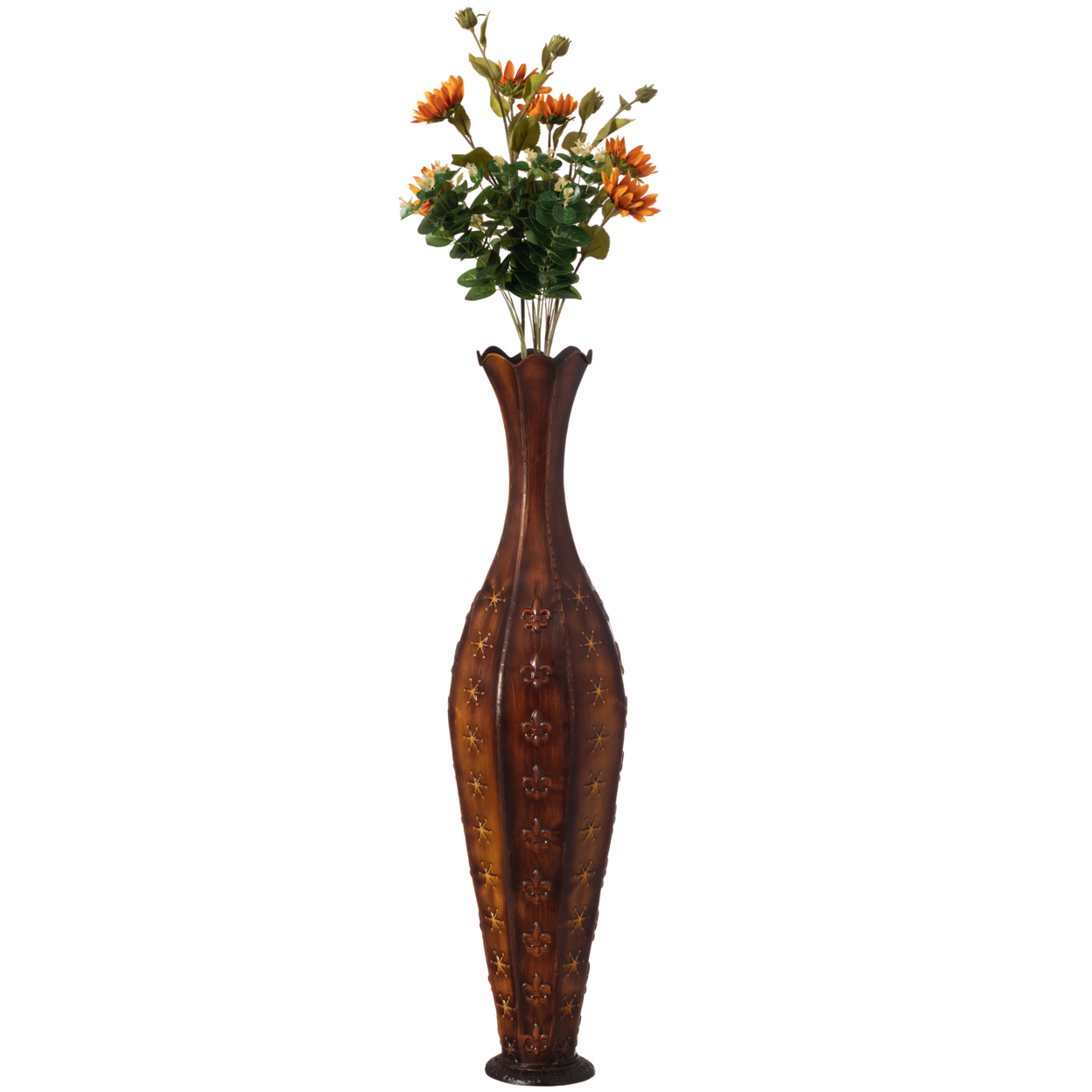 34'' Metal Decorative Floor Vase Centerpiece Home Decoration For Dried Flower And Artificial Floral Arrangements In Living Room Decor