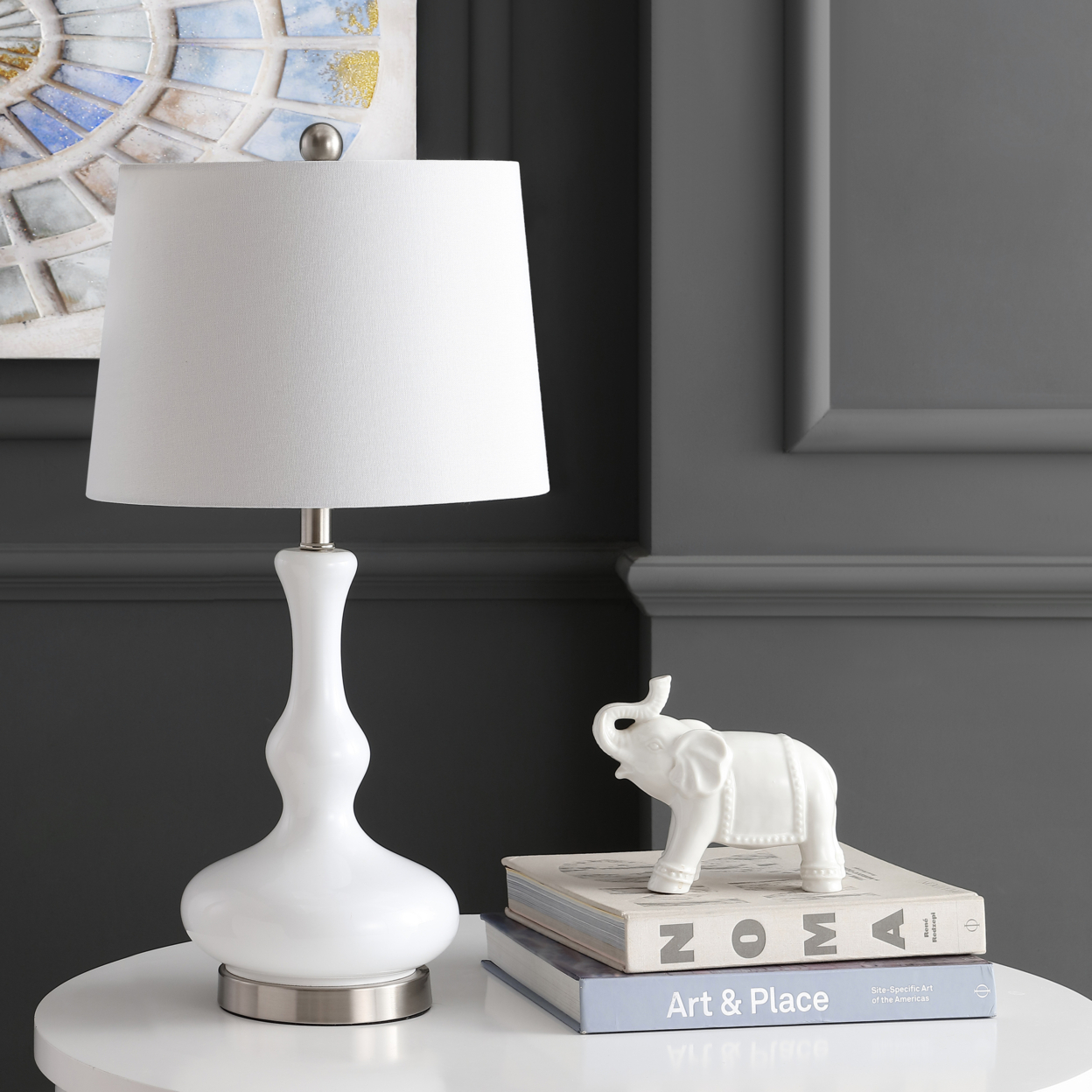 SAFAVIEH Kellen Table Lamp , White / Silver ,