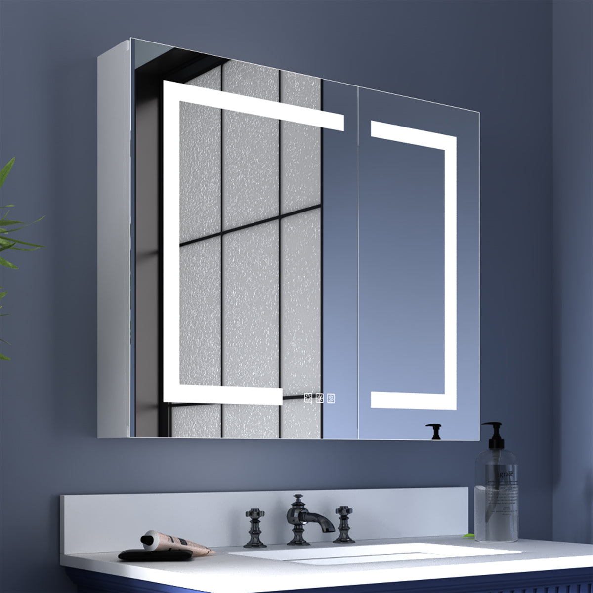 ExBrite 30 x 26 inch Bathroom Medicine Cabinet with Mirror And Light Recessed or Surface Mount