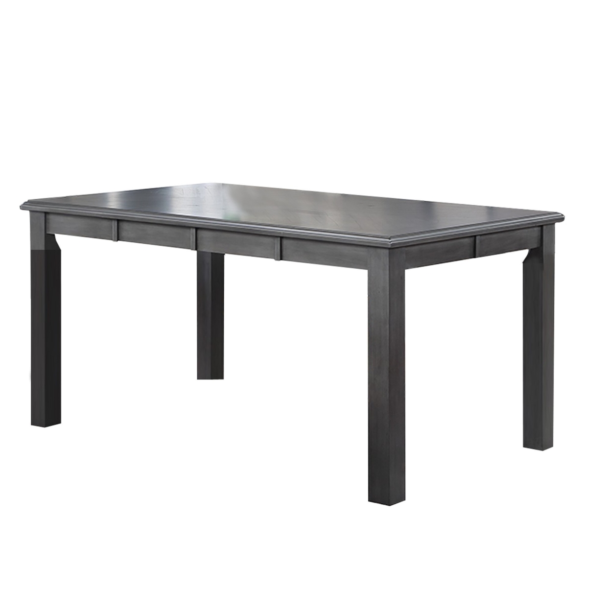 Ivy 60 Inch Modern Rectangular Dining Table, Rubberwood, Molded Trim, Gray- Saltoro Sherpi