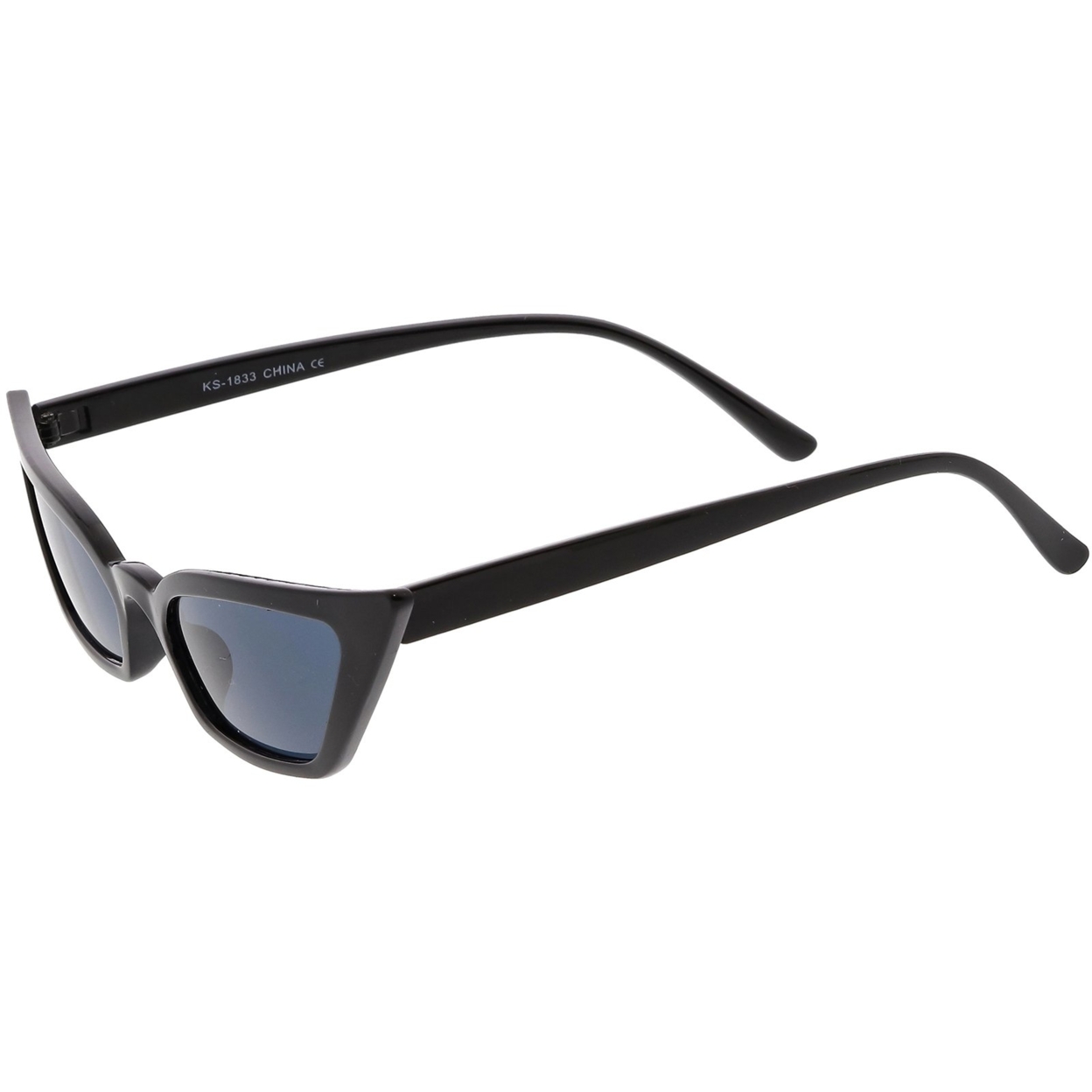 Women's Thin Extreme Cat Eye Sunglasses Rectangle Lens 47mm - White / Smoke