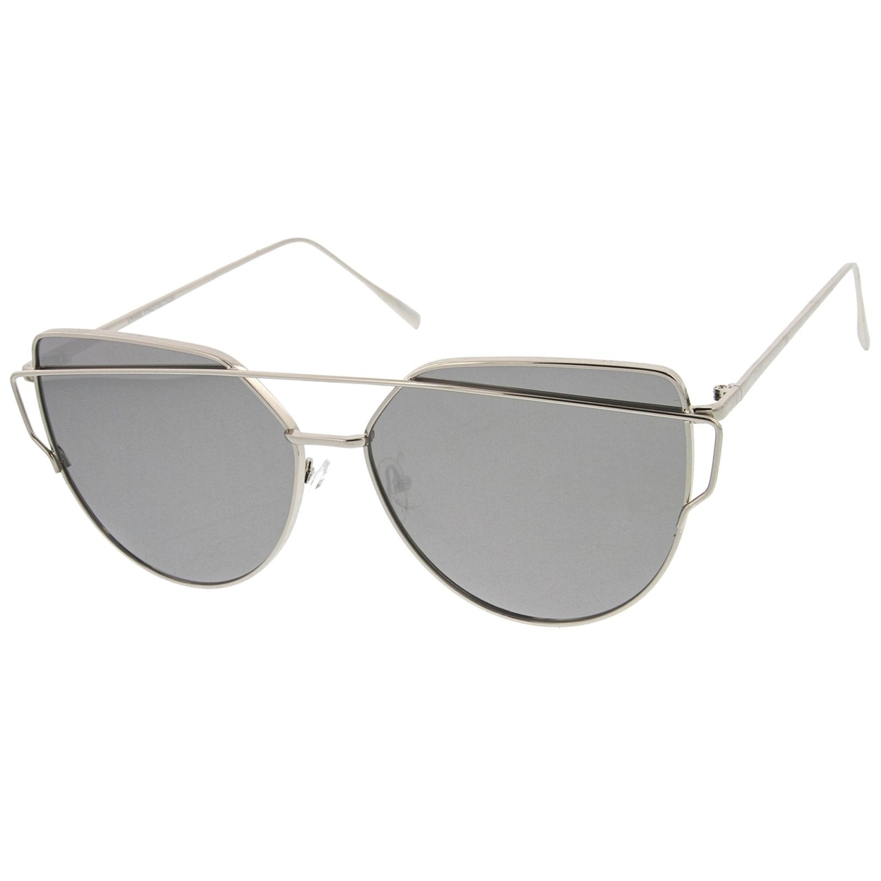 Oversize Metal Frame Thin Temple Color Mirror Flat Lens Aviator Sunglasses 62mm - Black / Magenta Mirror