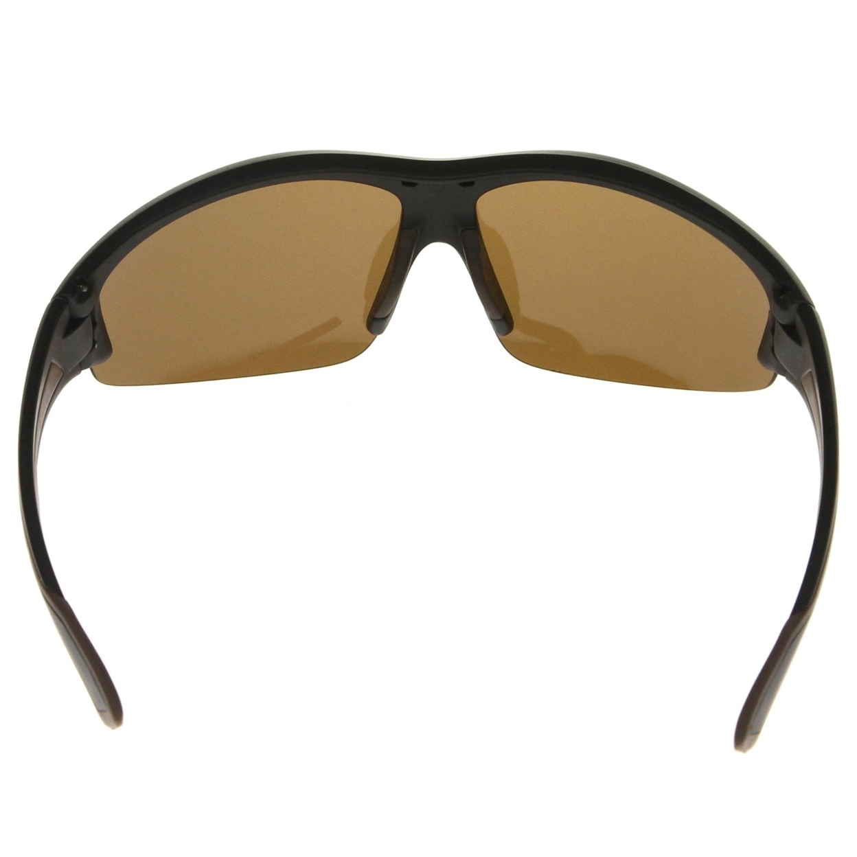 Rannier - Polarized Shatterproof Shield Lens TR-90 Semi-Rimless Sports Sunglasses 68mm - Shiny Black / Smoke