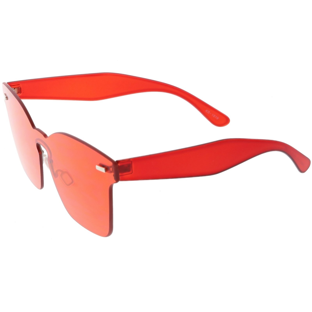 Oversize Rimless Horn Rimmed Sunglasses Keyhole Nose Bridge Mono Flat Lens 59mm - Yellow