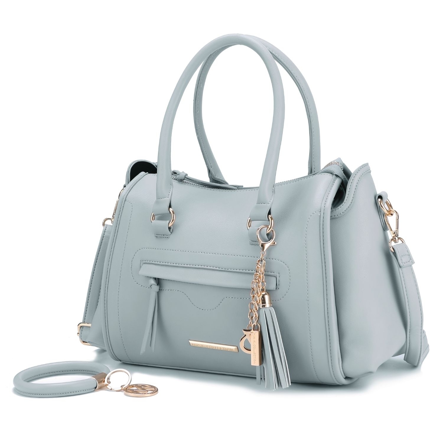 MKF Collection Valeria Satchel Handbag With Keyring By Mia K. - Pewter
