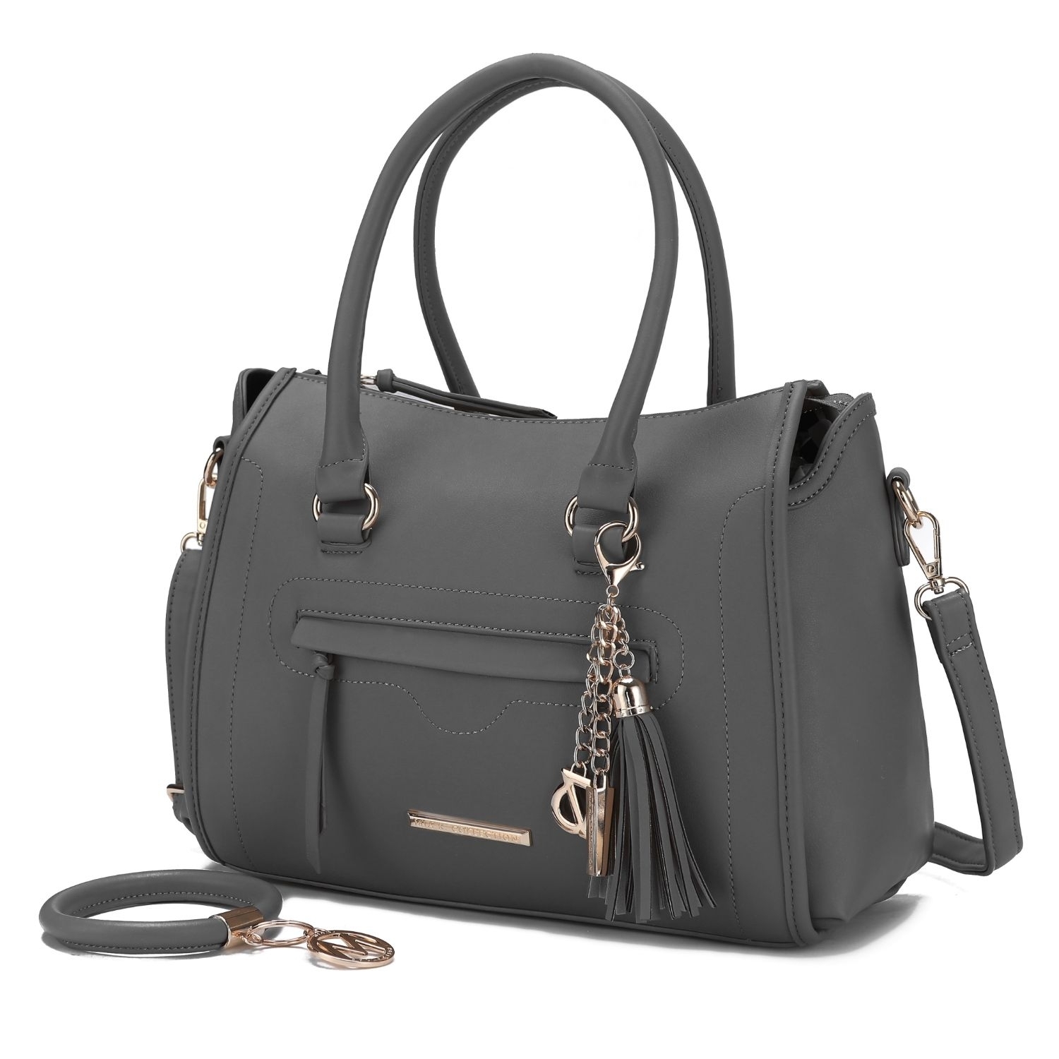 MKF Collection Valeria Satchel Handbag With Keyring By Mia K. - Charcoal