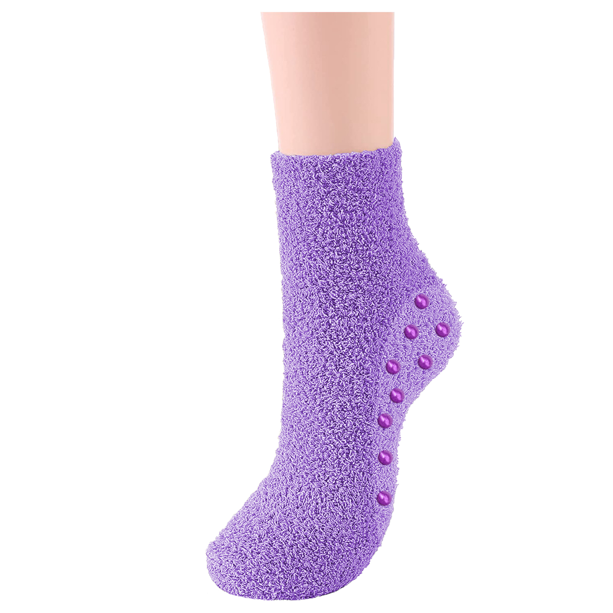 Multi-Pair: Women's Non-Slip Warm Soft Solid Fluffy Cozy Fuzzy Plush Socks For Winter - 6 Pairs