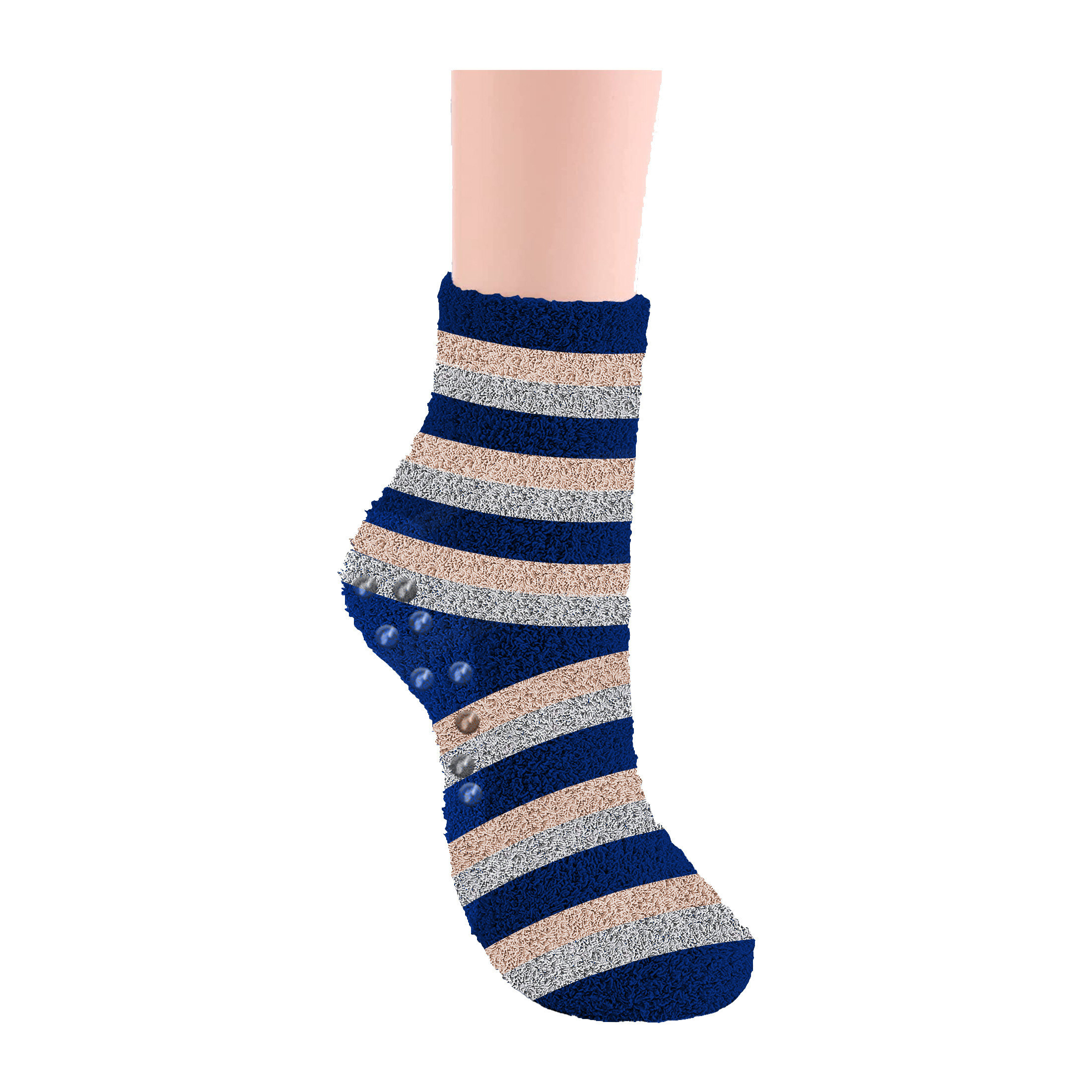 Multi-Pair: Women's Non-Slip Warm Soft Striped Fluffy Cozy Fuzzy Plush Socks For Winter - 4-Pairs