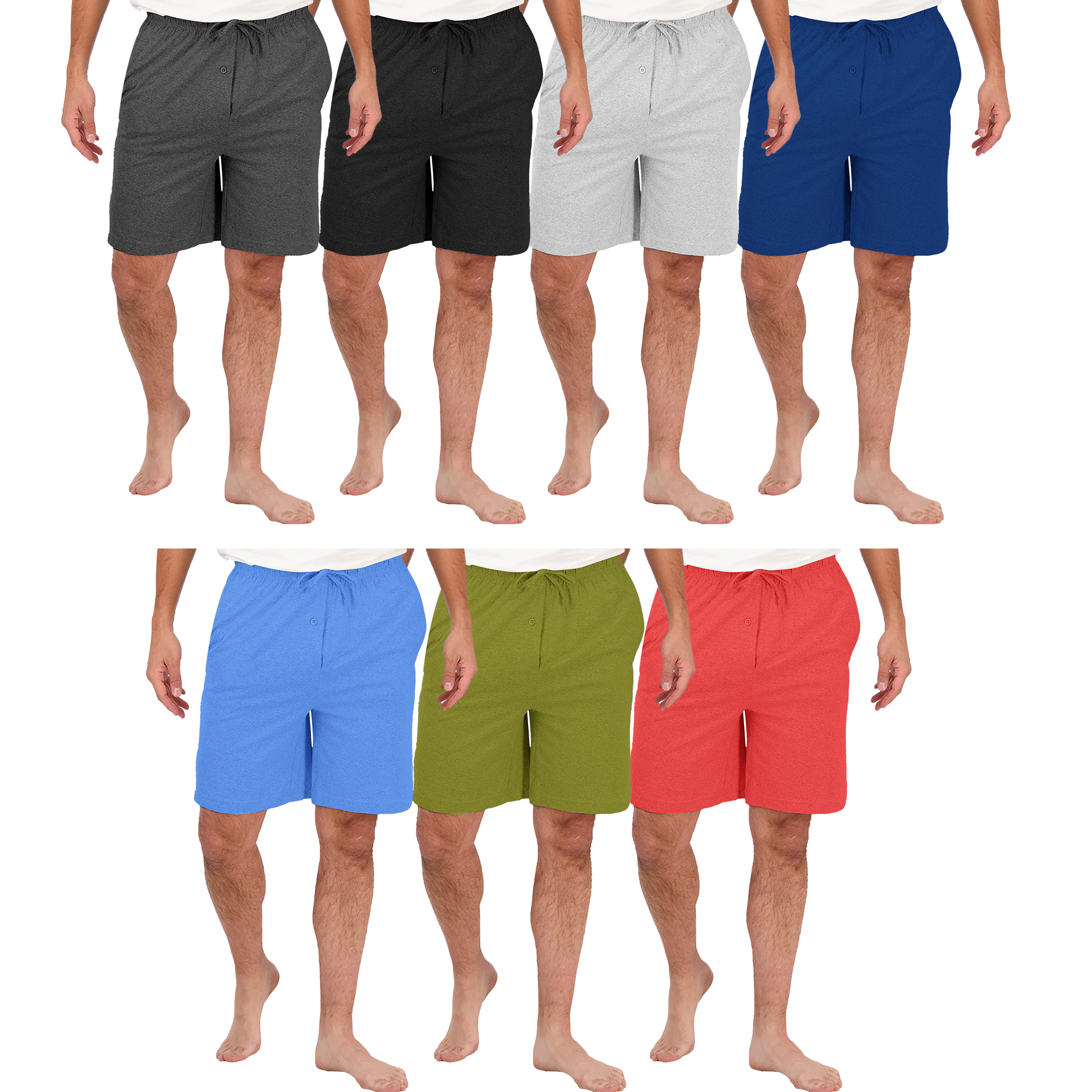 2-Pack: Men's Soft Solid Elastic Waistband Sleep Lounge Pajama Shorts - X-Large