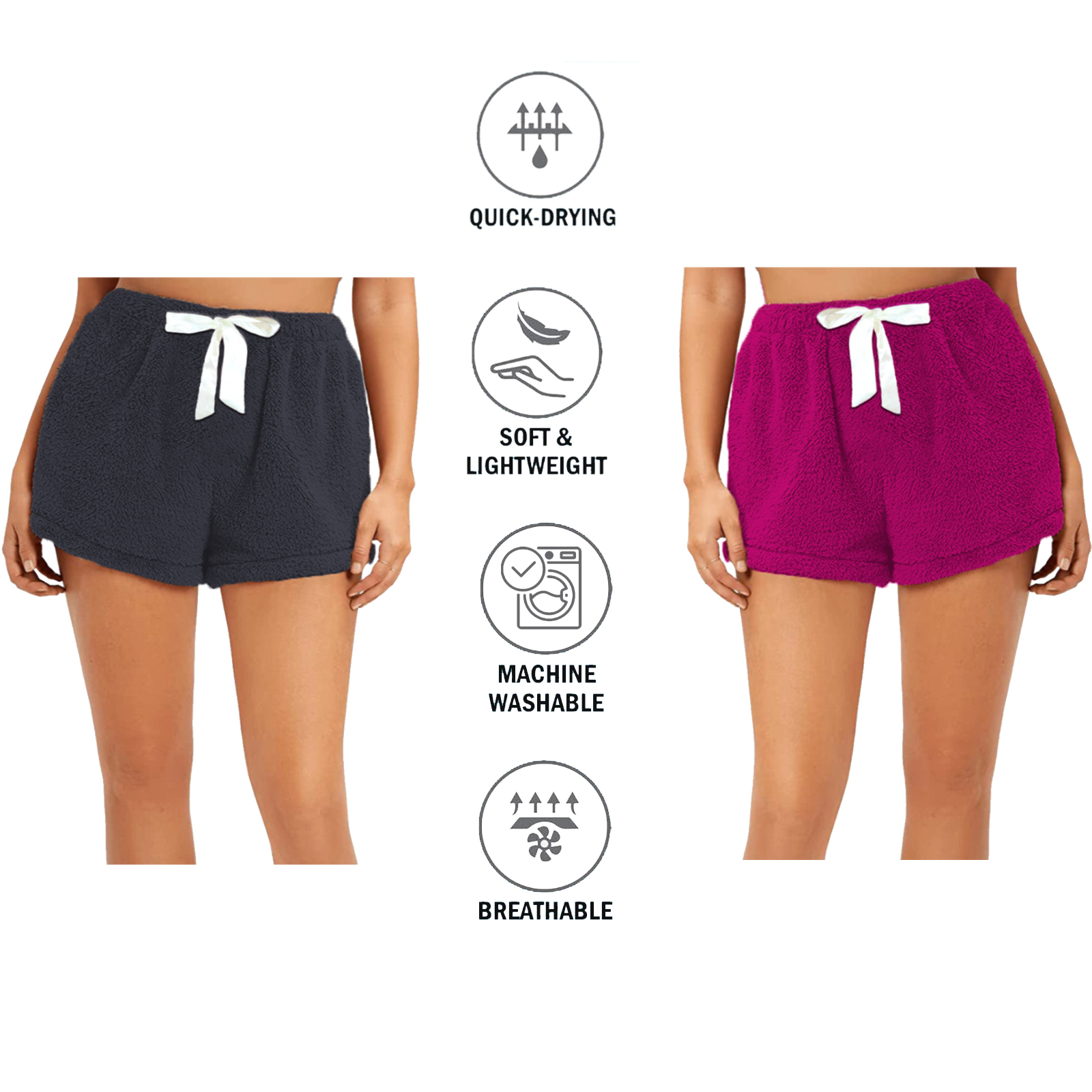 5-Pack: Women's Super Soft Micro Fleece Ultra Plush Pajama Shorts - Print, Medium