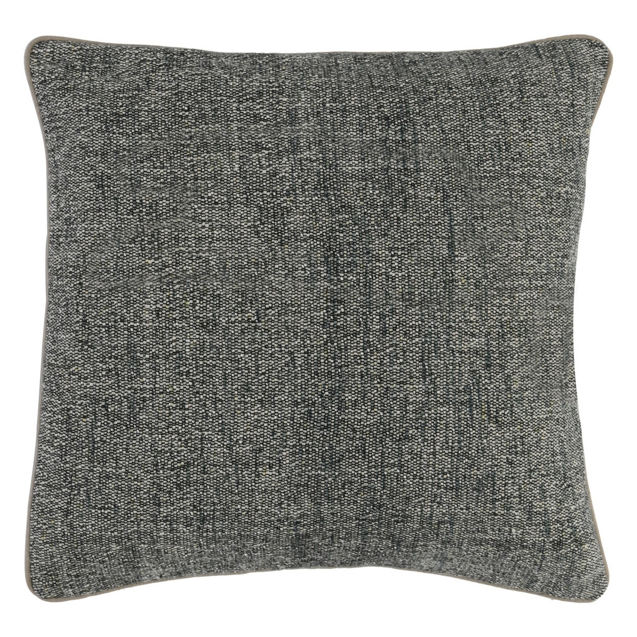 22 Inch Square Woven Cotton Accent Throw Pillow, Piped Edges, Down, Gray- Saltoro Sherpi